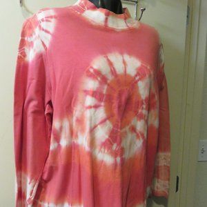 HAND TIE DYED SHIRT/ORANGE,CREAM, PINK,PEACH SZ 1X